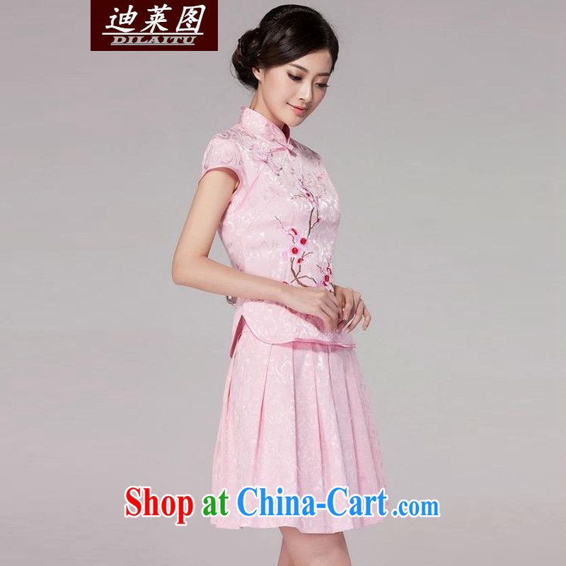 At the 2015 spring and summer new women Tang with improved daily cheongsam dress high-end retro style modern two-piece with pink XXL, Tony Blair (DILAITU), and shopping on the Internet
