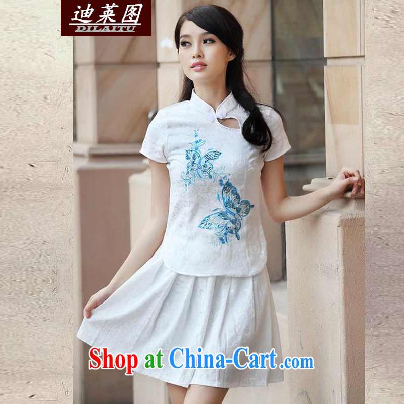 At the 2015 cheongsam Chinese China wind spring and summer short-sleeve two-piece new, improved pink XL, Tony Blair (DILAITU), shopping on the Internet