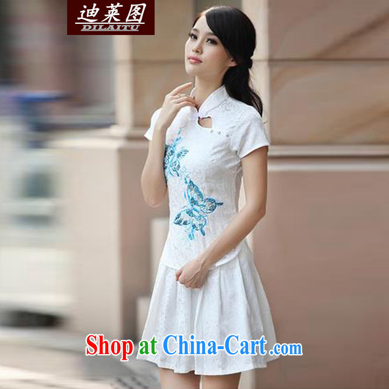 At the 2015 cheongsam Chinese China wind spring and summer short-sleeve two-piece new, improved pink XL, Tony Blair (DILAITU), shopping on the Internet
