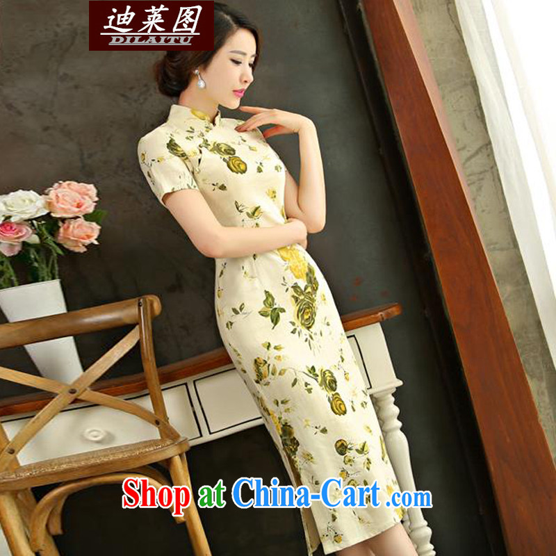 At the 2015 cheongsam dress retro long, spring and autumn 2015 new cheongsam dress improved stylish beauty XXL Huangmei opera, Tony Blair (DILAITU), shopping on the Internet