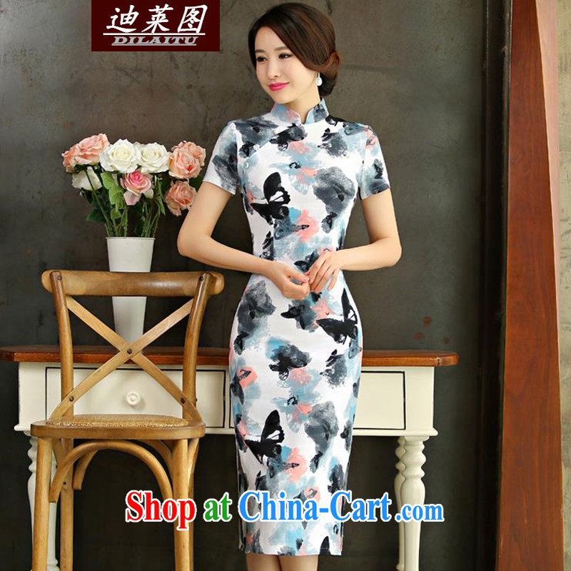 At the cheongsam dress retro long, spring 2015 new cheongsam dress improved stylish beauty dish ink XXL, Tony Blair (DILAITU), online shopping