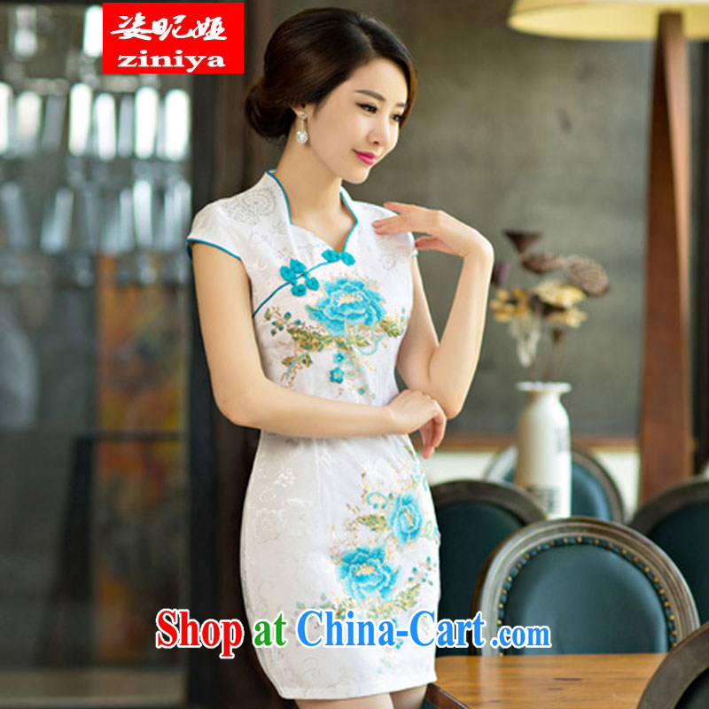 Colorful nickname Julia 2015 new daily cheongsam dress, short dresses summer improved the Code women serving toast saffron XXL, colorful nicknames, and shopping on the Internet
