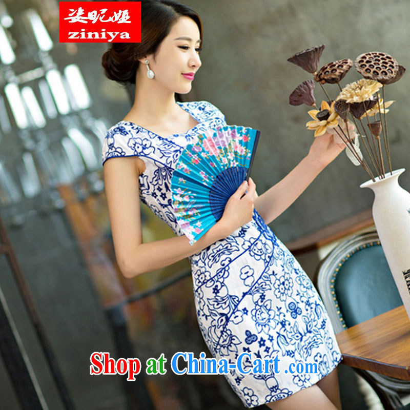 Colorful nickname Julia 2015 new women pack and dresses skirts short, improved stylish blue and white porcelain dress blue and white porcelain XXL, colorful nicknames, and, shopping on the Internet