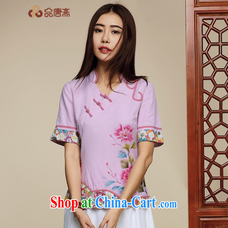 Mr Henry Tang, Id al-Fitr Chinese wind Tang Women's clothes 2015 summer new Chinese tea serving short-sleeved T-shirt outfit picture color XL
