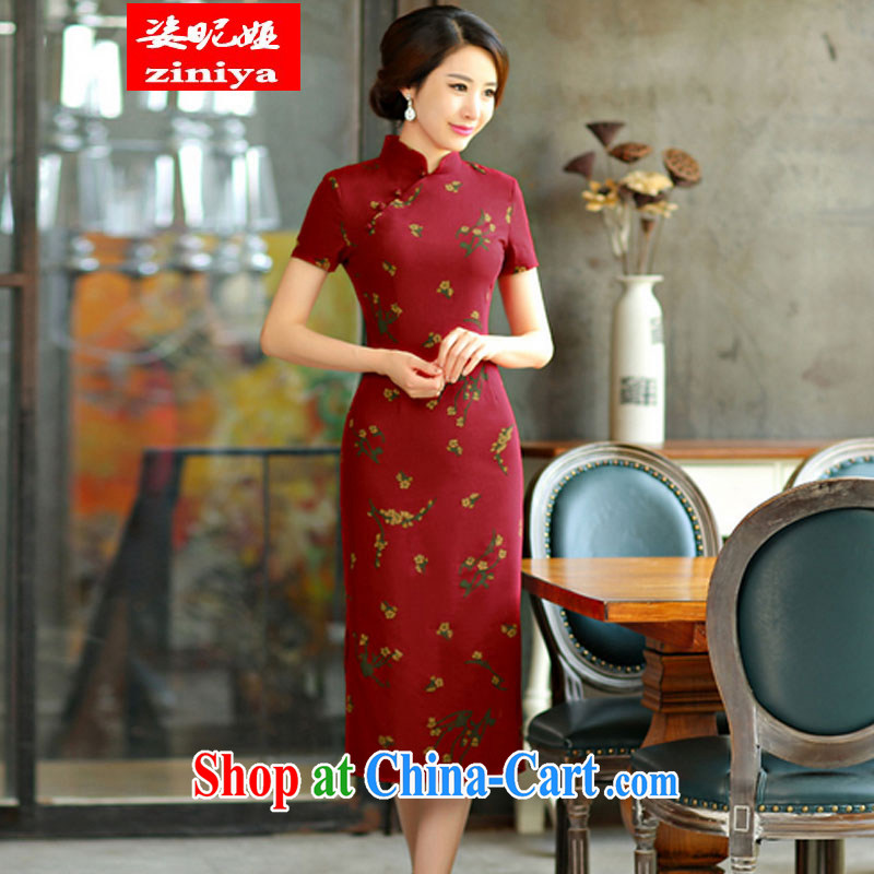 Colorful nickname Julia 2015 spring and summer beauty retro graphics thin short sleeves in the Code improved linen long cheongsam dress the dish 9010 XXL, colorful nicknames, and shopping on the Internet