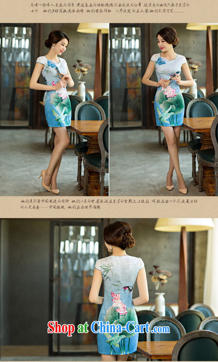 Yi Yi Lian Lian 2015 summer new summer high professional clothing qipao Lotus the gradient improved cheongsam stylish light green XL pictures, price, brand platters! Elections are good character, the national distribution, so why buy now enjoy more preferential! Health