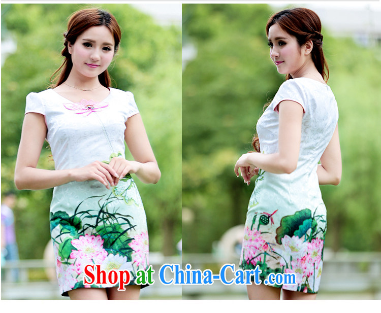 Yi Yi Lian Lian 2015 summer new stamp antique cheongsam dress Lotus jacquard short sleeve wedding dress cultivating improved cheongsam summer pink XL pictures, price, brand platters! Elections are good character, the national distribution, so why buy now enjoy more preferential! Health