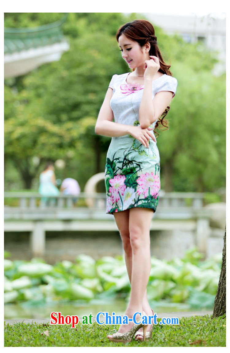 Yi Yi Lian Lian 2015 summer new stamp antique cheongsam dress Lotus jacquard short sleeve wedding dress cultivating improved cheongsam summer pink XL pictures, price, brand platters! Elections are good character, the national distribution, so why buy now enjoy more preferential! Health