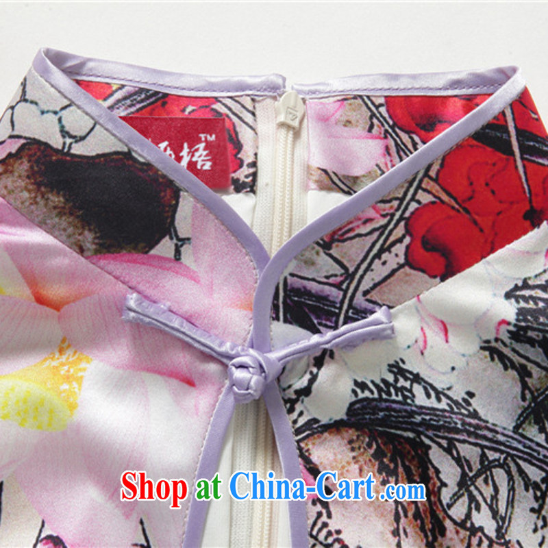 Bong-amphibious NTHU summer 2015 New Silk Cheongsam floral retro stylish sauna silk sexy short sleeve cheongsam dress DQ 15,143 XXL suit, Bong-amphibious and, shopping on the Internet