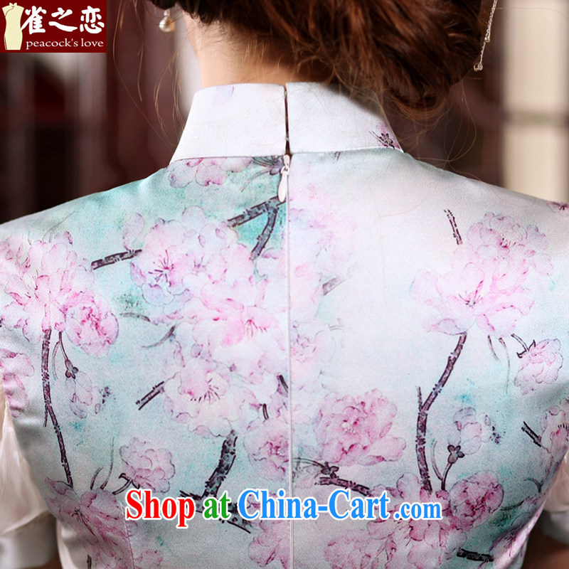 Bird lovers of light color 2015 summer new women with improved stylish stitching Chinese Antique Silk Dresses QD 762 figure - XXL, birds love, and shopping on the Internet