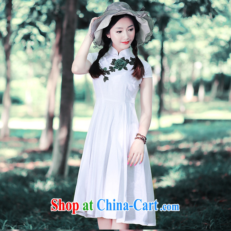 Ruyi wind 2015 retro art, summer, for Dress ethnic wind women's clothing China wind outfit 5410 5410 white XXL sporting, wind, shopping on the Internet
