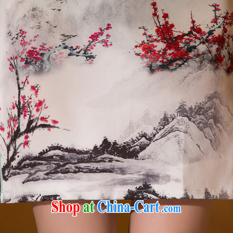A Chinese Spring 2015 new painting short sleeve cheongsam dress retro fashion China wind everyday, stamp duty dresses picture color XXL, property, language (wuyouwuyu), online shopping