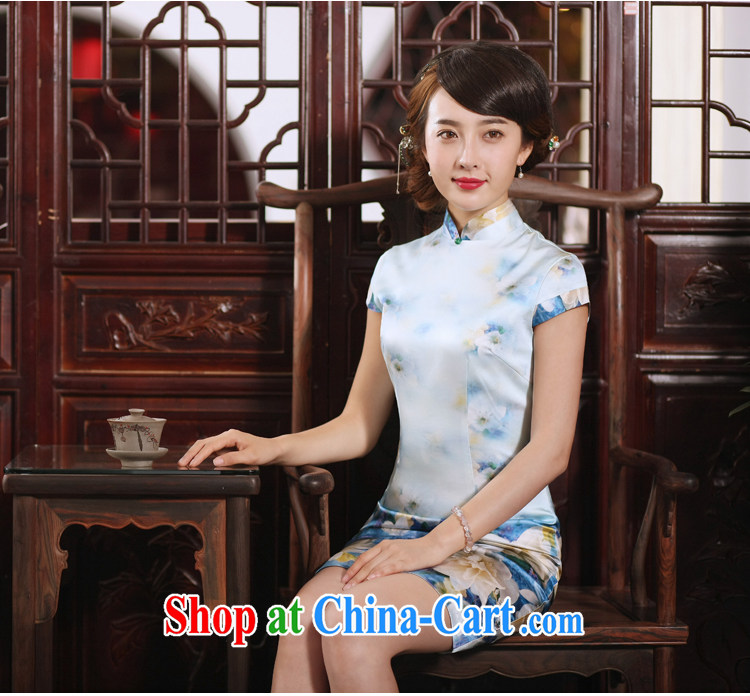 Bird lovers of Nigeria in 2015 new short-sleeved dresses summer improved short daily Silk Cheongsam dress QD 761 flowers half summer XXL pictures, price, brand platters! Elections are good character, the national distribution, so why buy now enjoy more preferential! Health