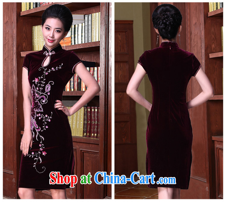 Cyd Ho Kwun Tong sea very star manually staple Pearl velvet cheongsam/improved summer Mom, long evening dress short-sleeved purple XXXL pictures, price, brand platters! Elections are good character, the national distribution, so why buy now enjoy more preferential! Health