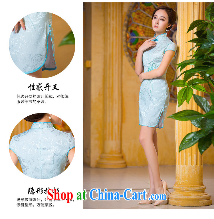 Love of the arts and cultural life for the 2015 summer new, simple and stylish and fresh beauty graphics thin cheongsam light blue XXL pictures, price, brand platters! Elections are good character, the national distribution, so why buy now enjoy more preferential! Health