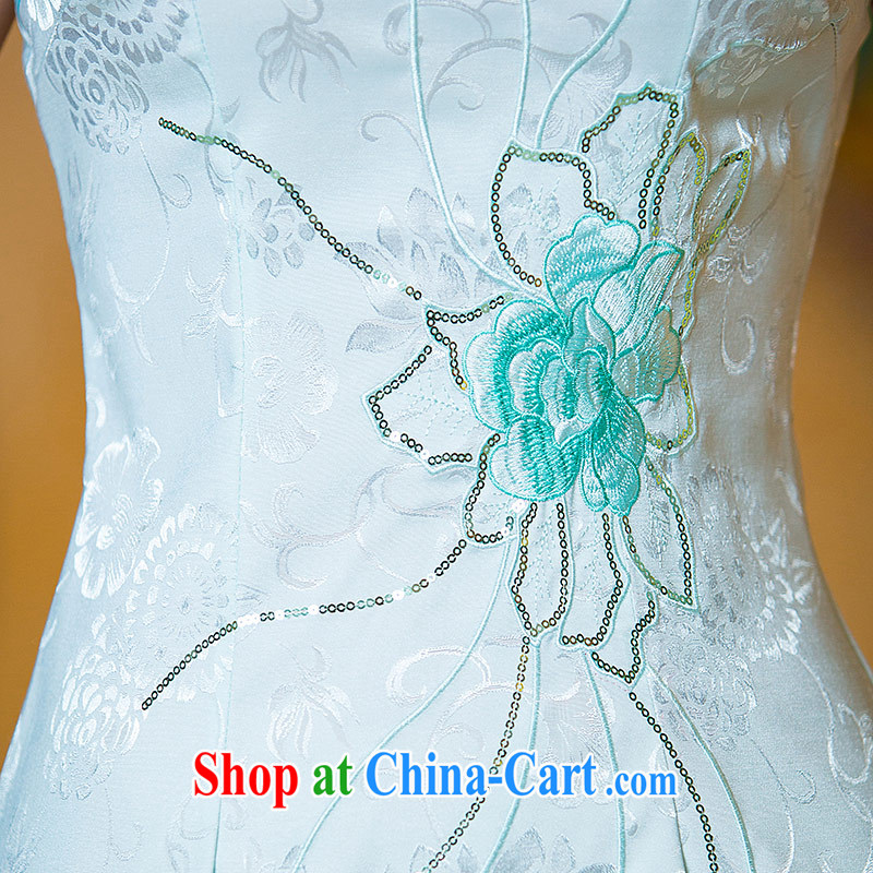 Love of the arts and cultural life for the 2015 summer new, simple and stylish and fresh beauty graphics thin cheongsam light blue XXL, love life, and shopping on the Internet