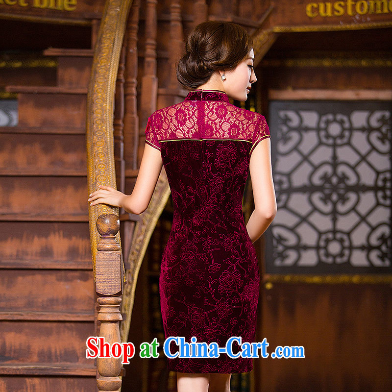 Love Life, for Chinese 2015 summer new Lace Embroidery beauty graphics thin dresses wine red XXL, love life, and shopping on the Internet
