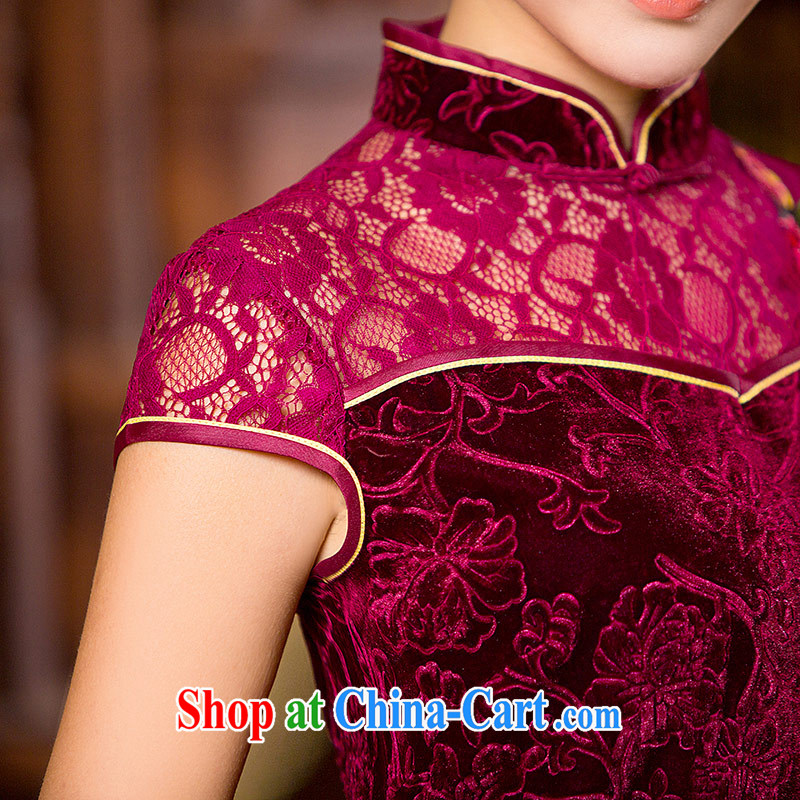 Love Life, for Chinese 2015 summer new Lace Embroidery beauty graphics thin dresses wine red XXL, love life, and shopping on the Internet