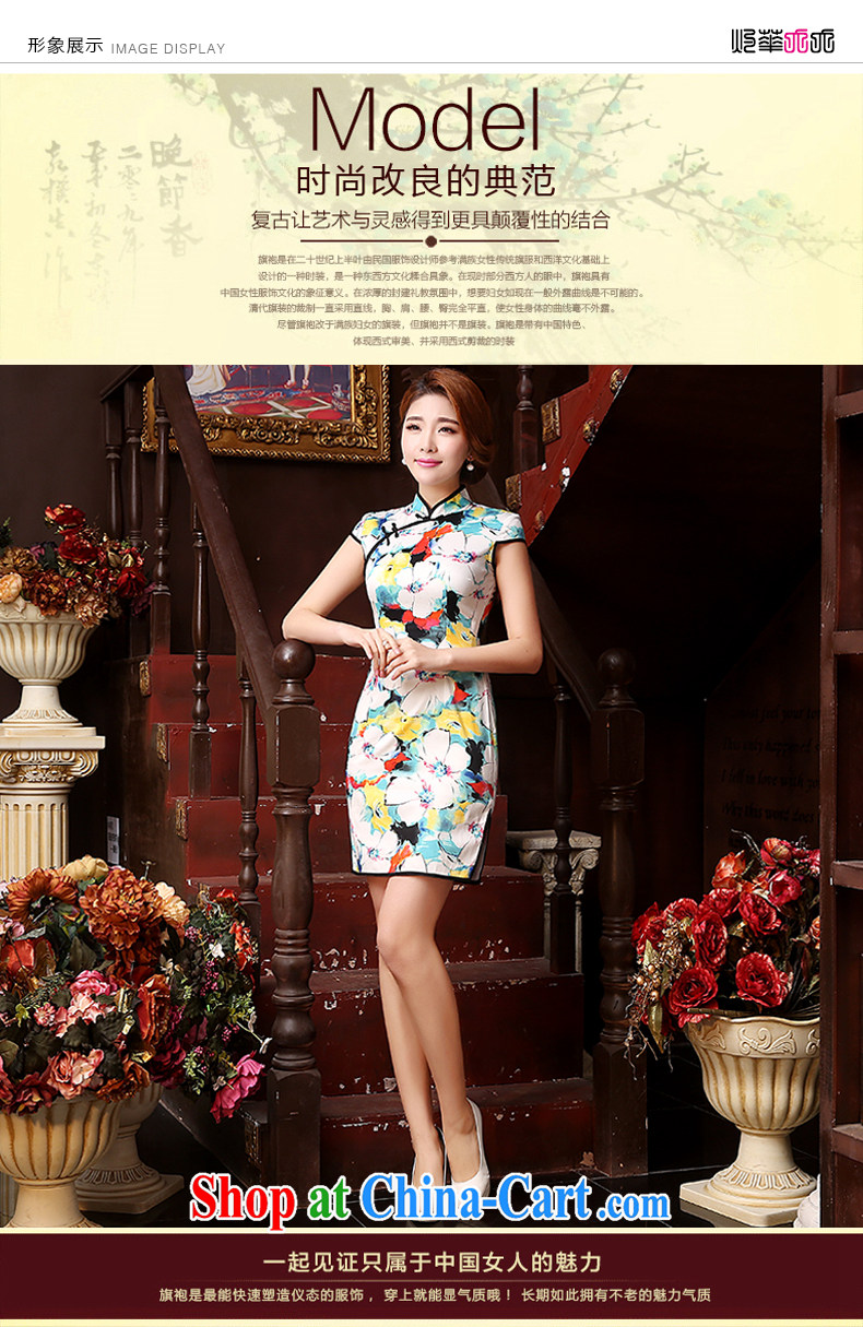 Mrs Alexa Lam go scot short dresses new 2015 summer retro short-sleeved improved cheongsam dress beauty floral lady stylish dresses 05,451 green L pictures, price, brand platters! Elections are good character, the national distribution, so why buy now enjoy more preferential! Health