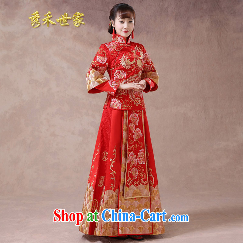 Su-wo service summer Chinese bridal dresses serving toast dragon costume dramas use hi service married Yi long-sleeved dresses show kimono red XL, Sau wo family, shopping on the Internet