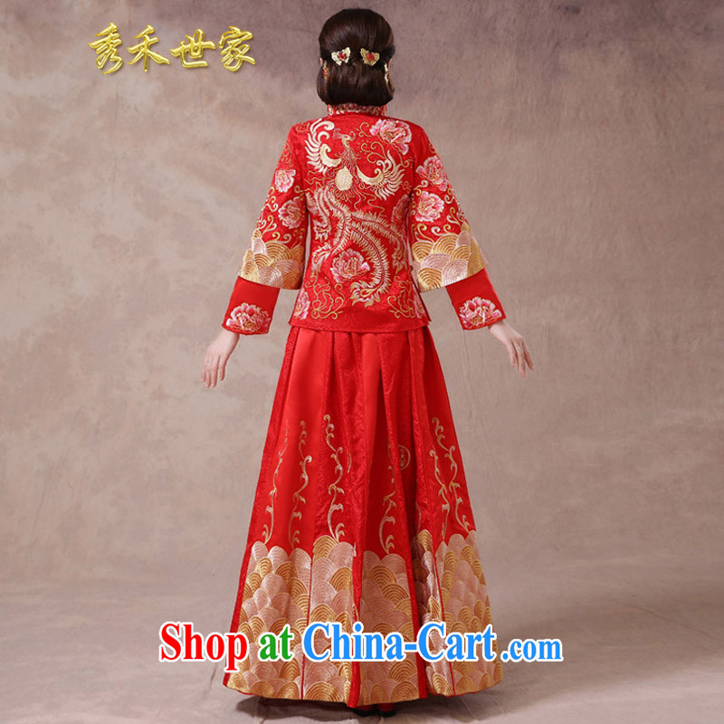 Su-wo service summer Chinese bridal dresses serving toast dragon costume dramas use hi service married Yi long-sleeved dresses show kimono red XL, Sau wo family, shopping on the Internet