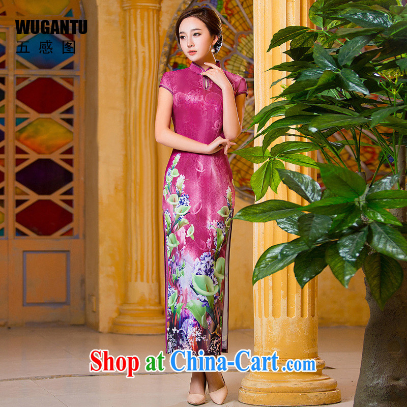 5 the sense of beauty of sense long cheongsam dress 2015 summer new women China wind the flag wind dress WGT 001 photo color XXL, SENSE 5 (WUGANTU), online shopping