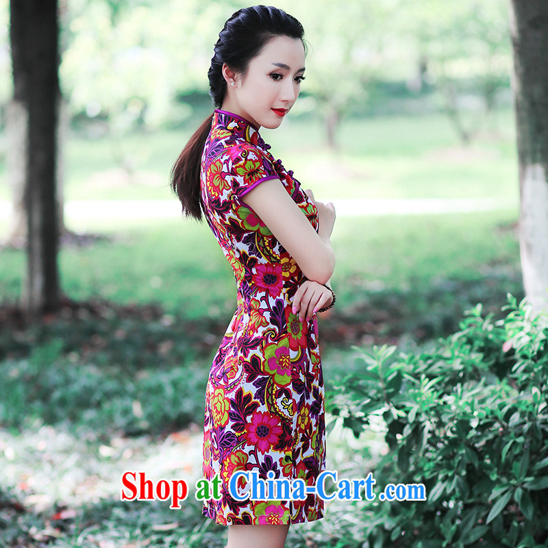 ruyi, 2015 new stylish short-sleeve retro short, cultivating graphics thin Chinese improved cheongsam 5411 5411 XXL suit, sporting, wind, and shopping on the Internet