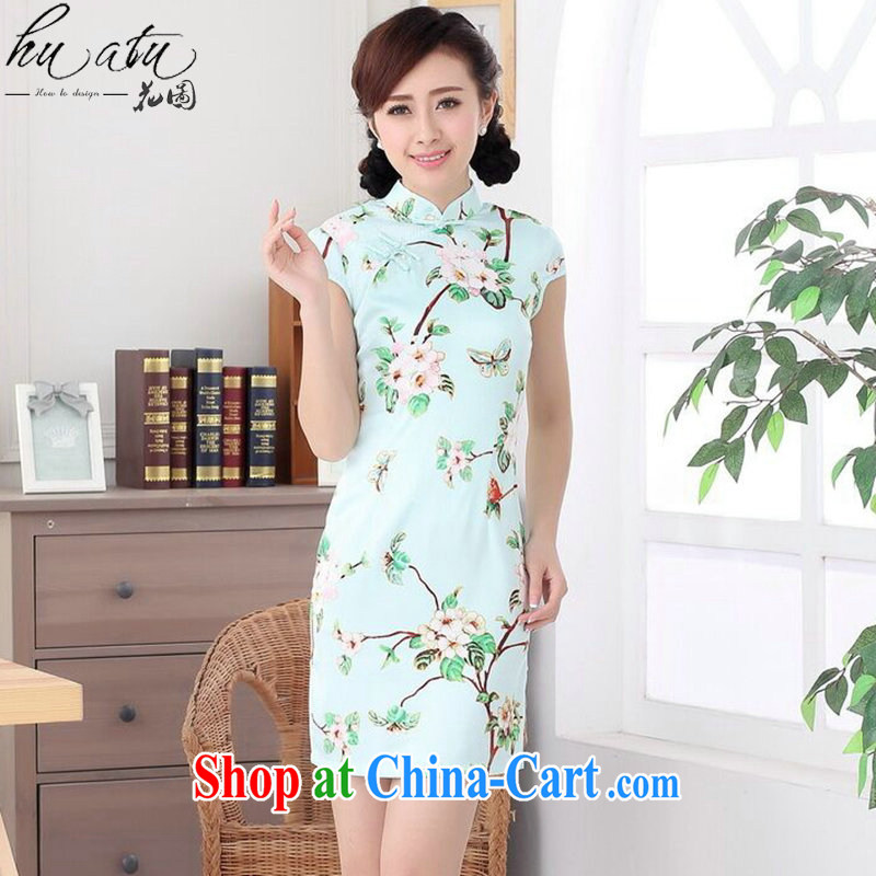 Take the ladies dresses summer new Chinese Chinese improved, for a tight silk retro elegant short cheongsam dress such as the color 2 XL