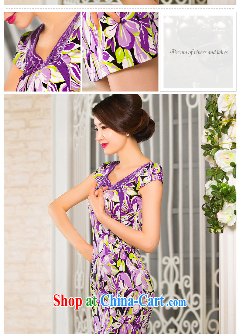 Sir David WILSON, cheongsam dress in summer 2015 new stylish improved large flower with large, aggressive mother with regards robe purple XXXL pictures, price, brand platters! Elections are good character, the national distribution, so why buy now enjoy more preferential! Health