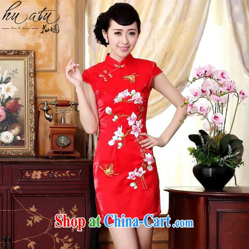 spend the summer, new outfit, Ms. Chinese improved, for a tight embroidered style bows back door short cheongsam dress such as the color 2 XL