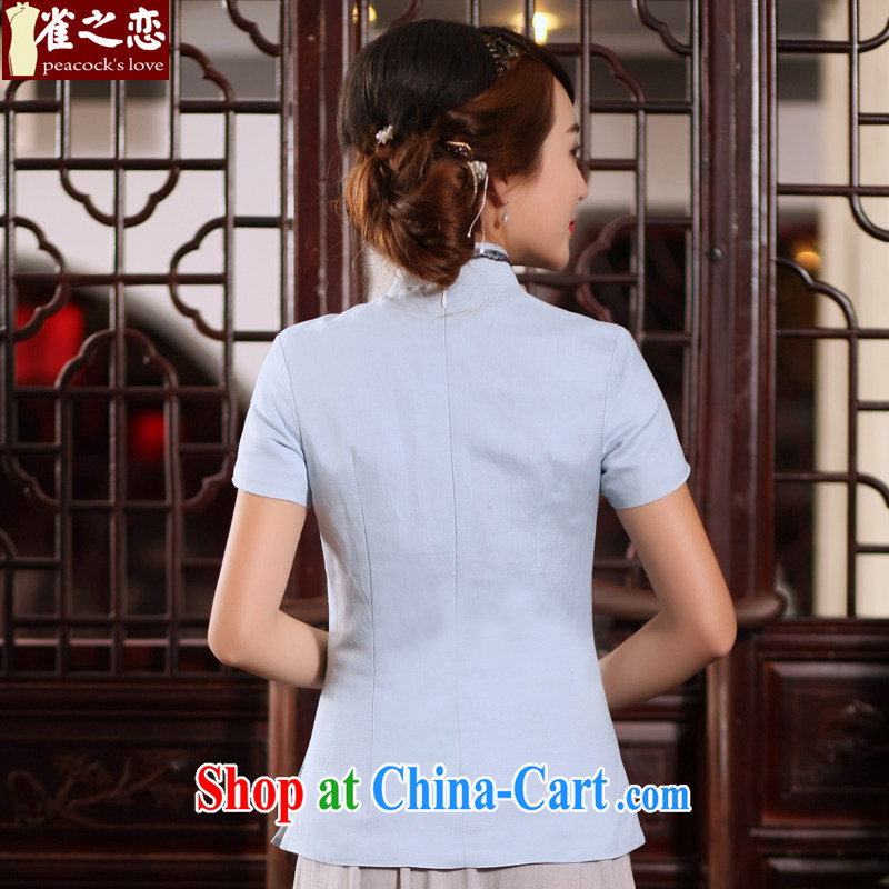 Bird lovers of his 2015 summer new stylish improved cheongsam Chinese Tang is short-sleeve cotton the cheongsam shirt QD 780 elegant purple XXL, birds of the land, and shopping on the Internet