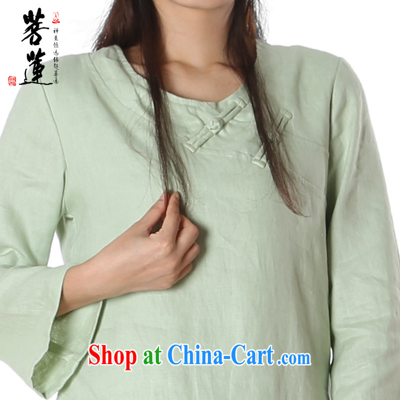 Restrictive Lin cotton the Zen clothing Womens autumn flax Zen painting Nepal Netherlands serving China wind yoga clothing T-shirt light green XL, pursued Lin, shopping on the Internet