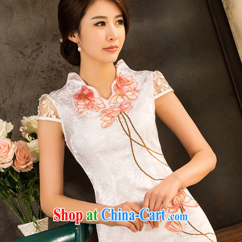 No point qp dresses 2015 New Spring, Summer fashion improved solid-colored Lotus ladies retro embroidery dresses white XXXL, Sir David WILSON, and, shopping on the Internet
