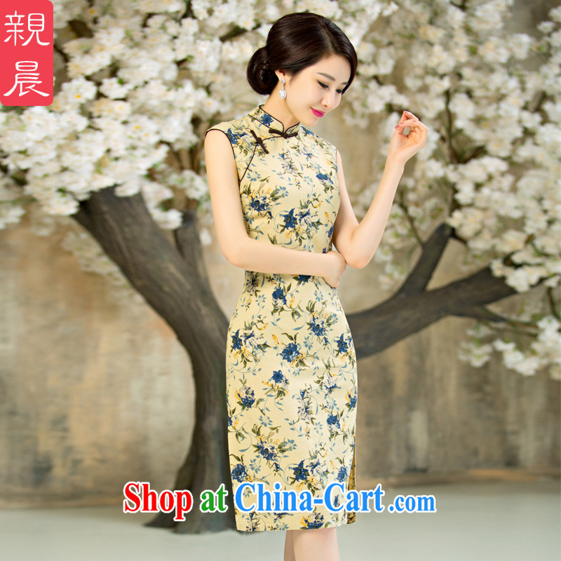 pro-am, new 2015 improved fashion cheongsam dress daily retro summer short Ms. cotton, the cheongsam dress short 2 XL, pro-am, and, on-line shopping