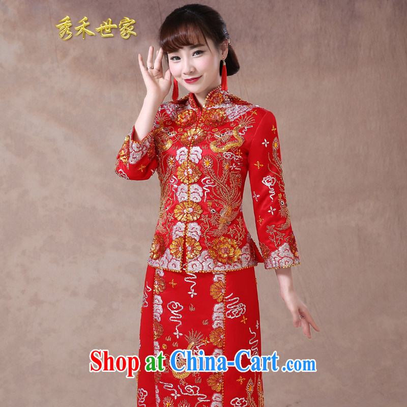 Use Phoenix dress bridal toast clothing wedding dress red Chinese wedding retro married Yi 2015 new dresses summer red L, Su-wo family, shopping on the Internet