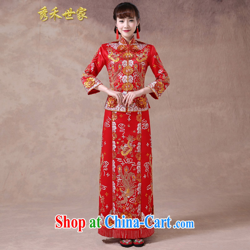Use Phoenix dress bridal toast clothing wedding dress red Chinese wedding retro married Yi 2015 new dresses summer red L, Su-wo family, shopping on the Internet