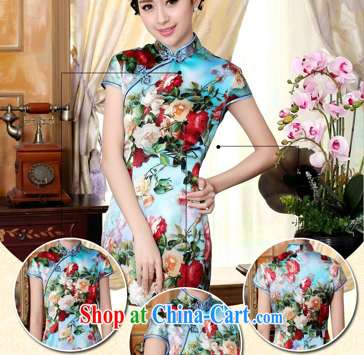 Dan smoke heavy Silk Cheongsam Ms. retro improved, dos Santos for silk painting stretch Satin beauty double short cheongsam floral 2 XL pictures, price, brand platters! Elections are good character, the national distribution, so why buy now enjoy more preferential! Health