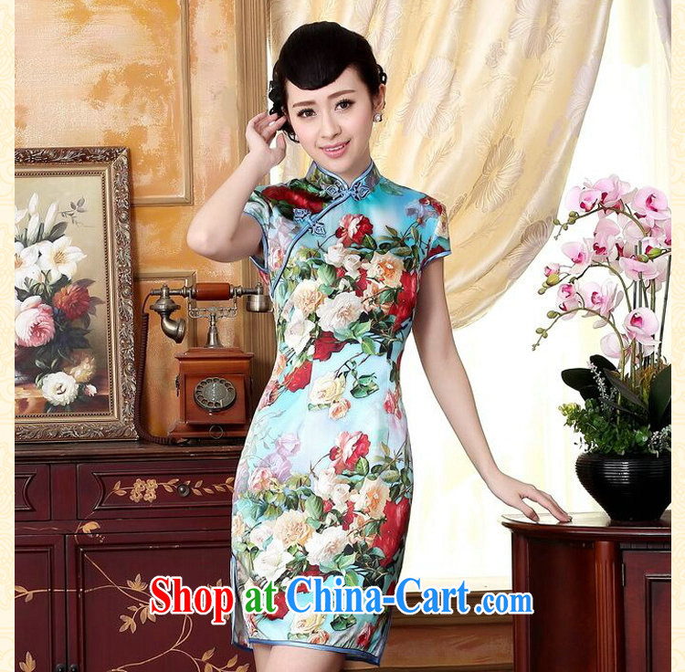 Take the heavy Silk Cheongsam Ms. retro improved, dos Santos for silk painting stretch Satin beauty double short cheongsam floral 2 XL pictures, price, brand platters! Elections are good character, the national distribution, so why buy now enjoy more preferential! Health