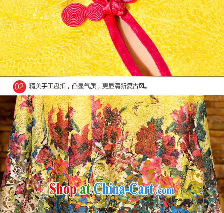 pro-am 2015 new daily cheongsam dress improved stylish summer retro Ms. long crowsfoot cheongsam dress yellow 2XL pictures, price, brand platters! Elections are good character, the national distribution, so why buy now enjoy more preferential! Health