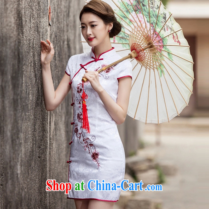 Energy Mr. Philip Li Chinese female 2015 summer New Tang with retro improved cultivating daily cheongsam dress white L, energy, Philip Li (mode file), and on-line shopping