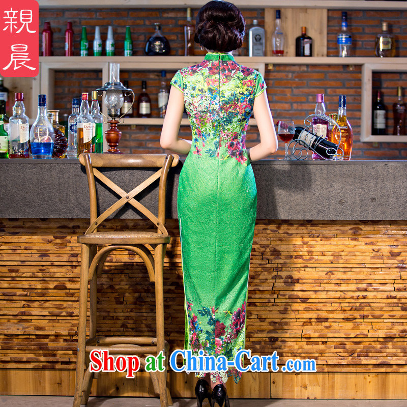 pro-am 2015 new, improved day-style cheongsam dress summer, long, short-sleeved lace cheongsam dress green 2 XL, pro-am, and shopping on the Internet