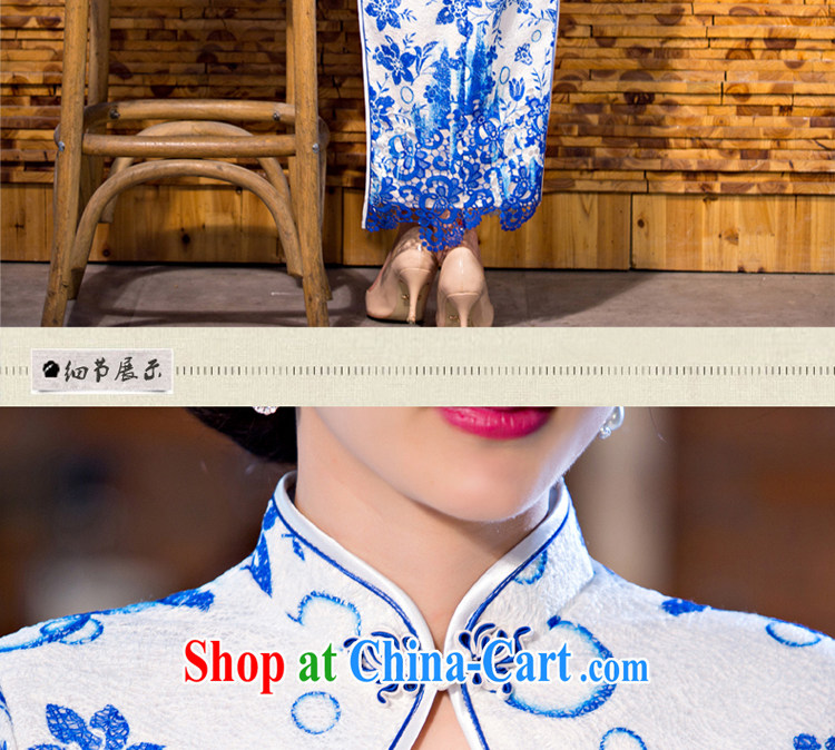 pro-am 2015 new cheongsam dress improved stylish summer day Ms. retro long, short-sleeved cheongsam dress blue 2 XL pictures, price, brand platters! Elections are good character, the national distribution, so why buy now enjoy more preferential! Health