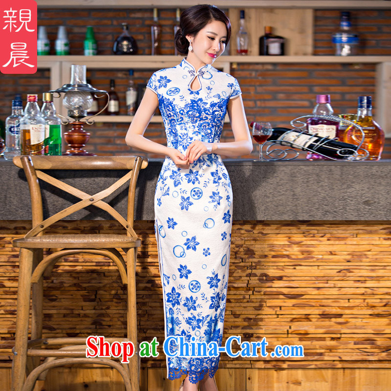 pro-am 2015 new cheongsam dress improved stylish summer day, Ms. retro long, short-sleeved qipao dresses blue 2 XL, pro-am, shopping on the Internet