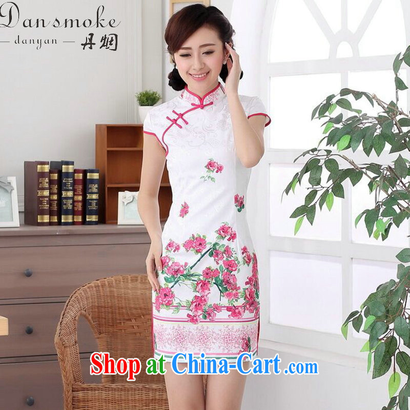Bin Laden smoke summer new female cheongsam Chinese Chinese improved, for a tight jacquard cotton style short cheongsam dress such as the color 2 XL