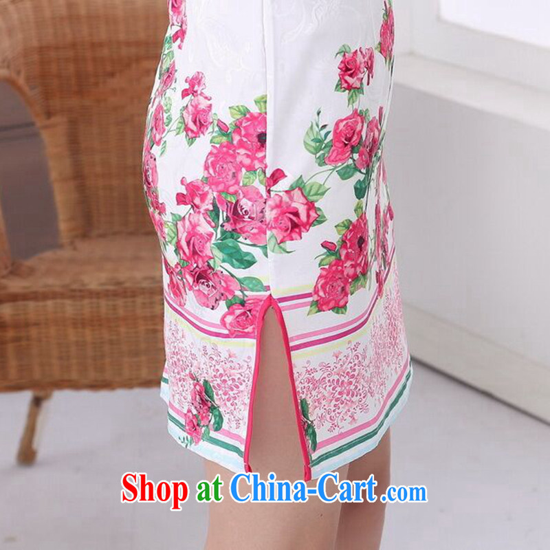 Bin Laden smoke-free summer new female cheongsam Chinese Chinese improved, for a tight jacquard cotton style short cheongsam dress such as the color 2 XL, Bin Laden smoke, shopping on the Internet