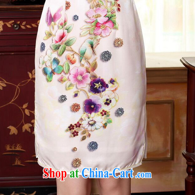 Take the new summer colors of autumn Peony heavy silk positioning poster sauna silk stretch Satin dinner short cheongsam dress Wan-Kennedy Peony 2 XL, spend figure, and shopping on the Internet