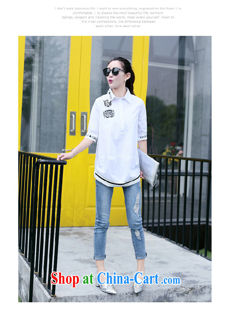 Deloitte Touche Tohmatsu store sunny summer 2015 ladies' lapel 7 cuff solid color and loose, long, Korean shirt white XL pictures, price, brand platters! Elections are good character, the national distribution, so why buy now enjoy more preferential! Health