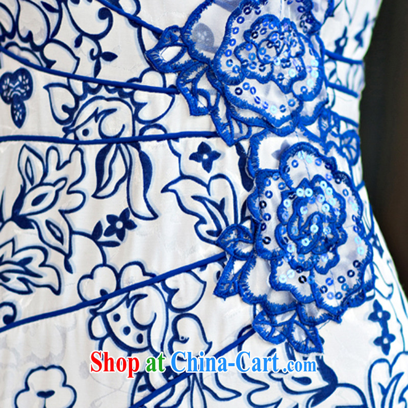 NSF summer 2015 new female short-day package and cheongsam Chinese improved stylish blue and white porcelain dress blue and white porcelain, XXL NSF, shopping on the Internet