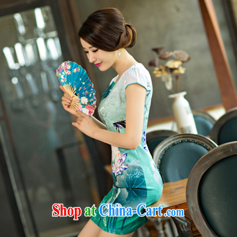 2015 NSF X new summer, female summer improved stylish Sau San Tong cheongsam with upscale attire dresses green XXL, NSF, shopping on the Internet