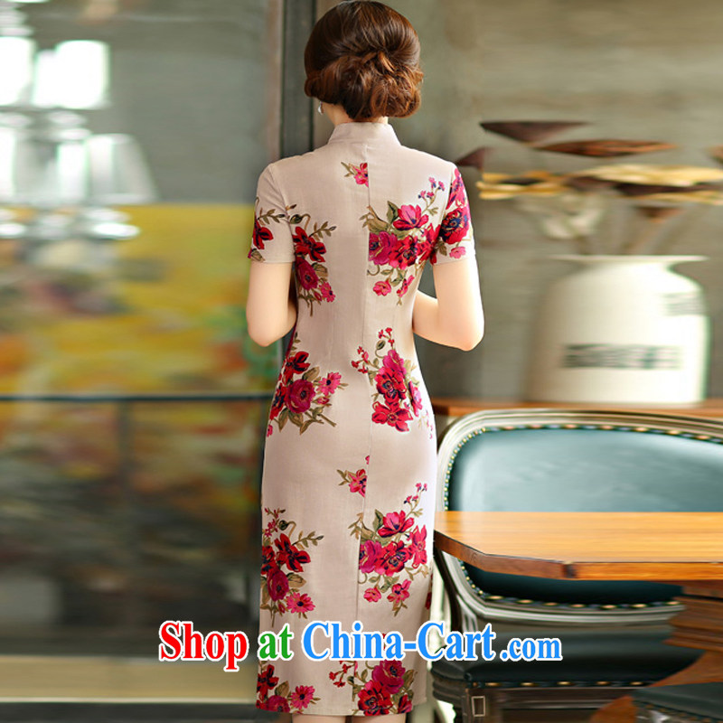 NSF 2015 spring and summer beauty retro graphics thin dresses short sleeves in the Code improved cotton Ma long cheongsam dress short dress with full 9009 XXL, NSF, shopping on the Internet